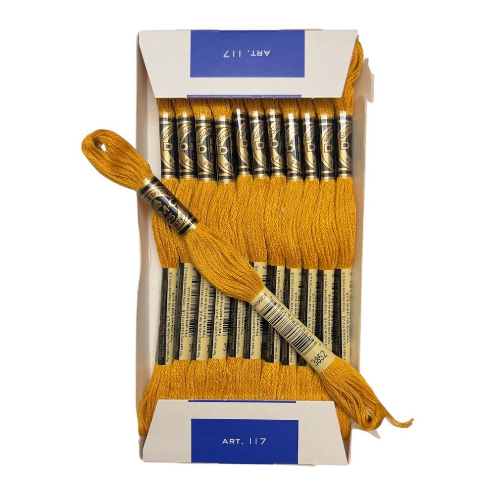 BRAND NEW DMC Floss #3852 V DK STRAW ** 12 Skeins for $10.25 **Dark Yellow Gold